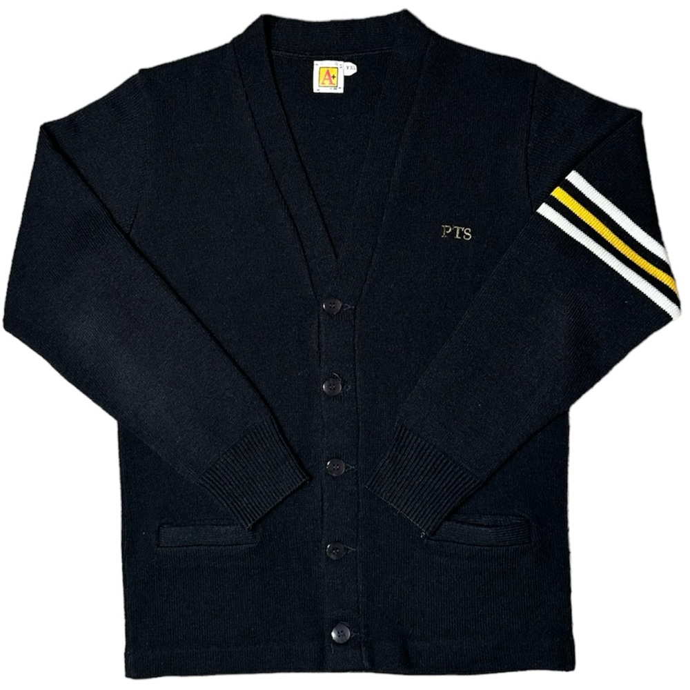 A+ Men's Black PTS Button Sweater Knit Collegiate Minimalist Casual Size M